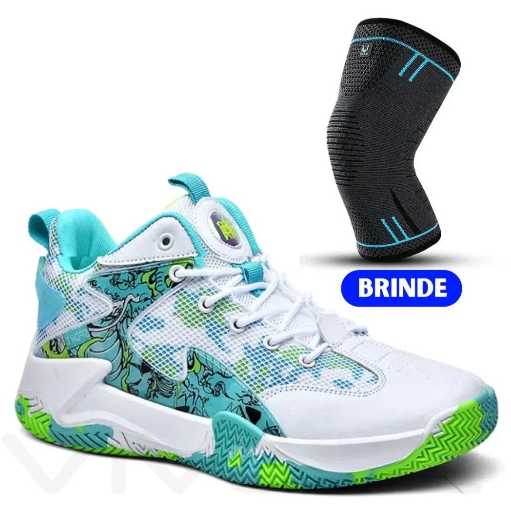 Kit Profissional: Tênis De basquete Grafite 3.0 + Joelheira de Compreensão